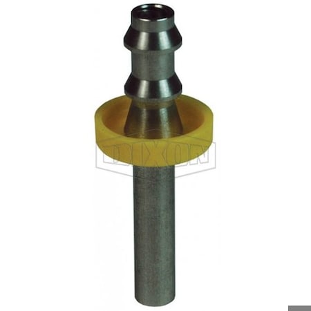 Dixon Hose Barb Fitting with Yellow Plastic Cap, 3/8 in Nominal, Rigid Tube x Push-On Hose Barb End Style,  2940606SS